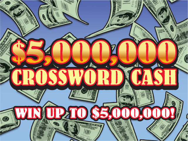 $5MM CROSSWORD CASH scratch-off ticket