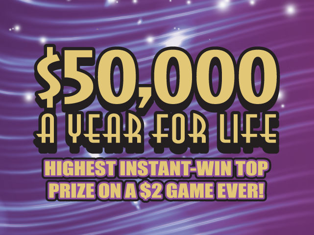 $50,000 A YEAR FOR LIFE scratch-off ticket